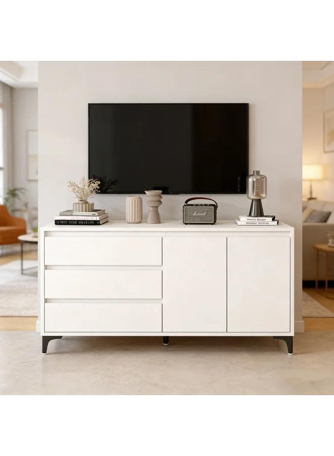 CityRiya-Long Premium Storage Sideboard Buffet Cabinet, Versatile TV Console Table for Living Room and Dining Room (140x40x75cm) cux80