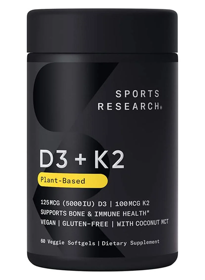 Premium Vitamin K2 + D3 Supplement for Bone and Immune Support (60 Veggie Softgels) g79y1