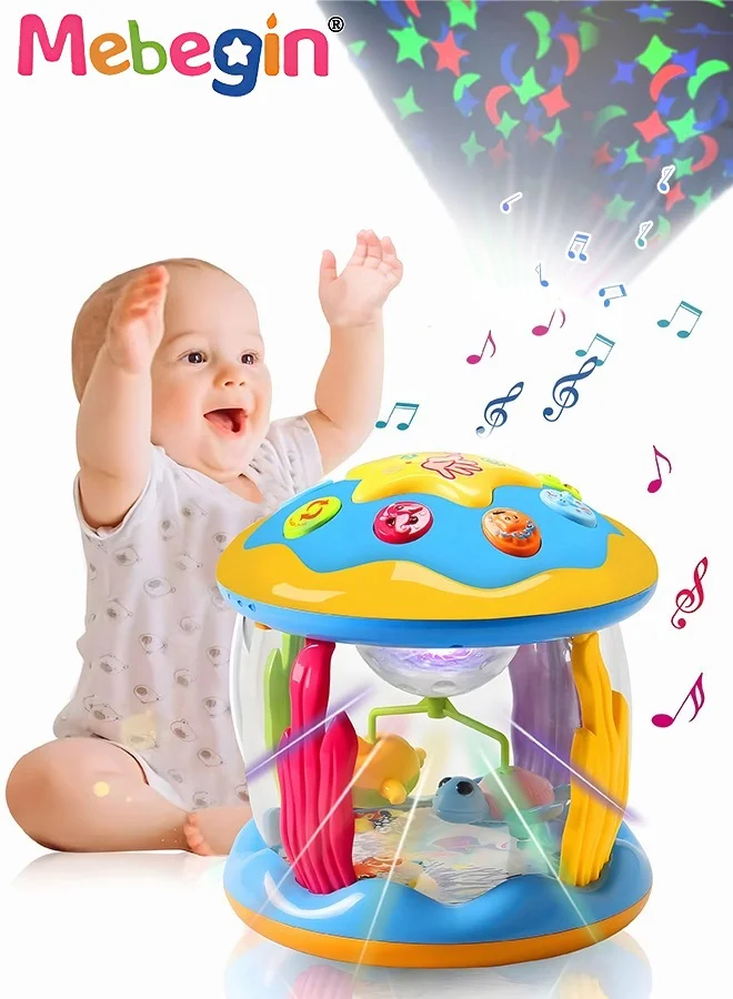 MEBEGIN Ocean Rotating Projector Drum Musical Toy, Light Up Early Development Activity Center for Toddlers (1 Piece) f09vj