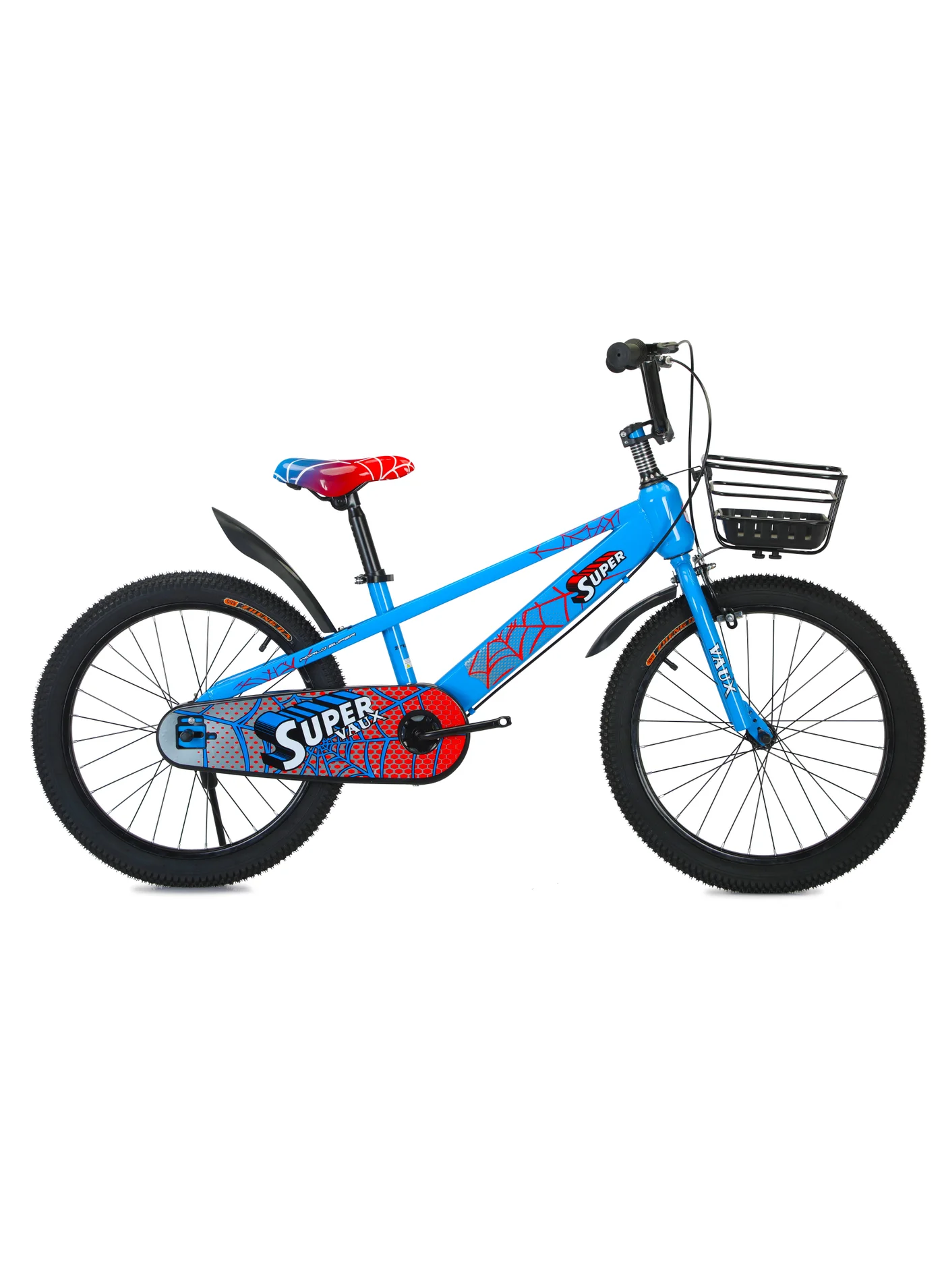 Vaux Kids Bicycle 20-Inch Wheel Adjustable Seat with Basket and Training Wheels (Blue, 50 cm) o4rqx