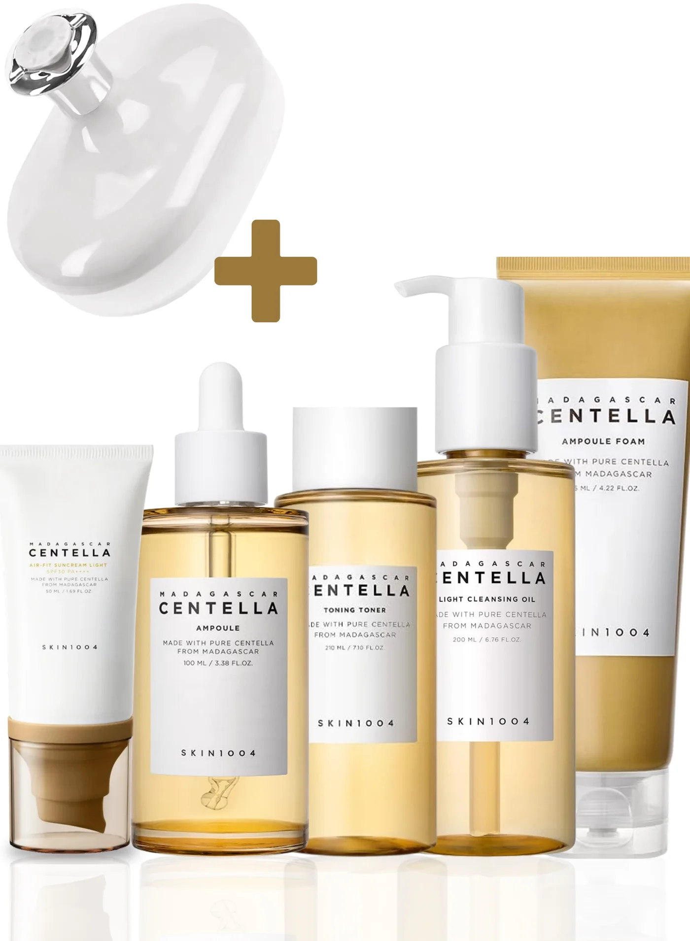 SKIN1004 Premium Skincare Routine Set with Centella Extract (Cleansing Oil, Foam, Toner, Ampoule, Sunscreen & Face Scrubber, 685 mL) toatj
