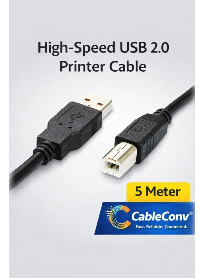 CABLE CONV High Speed USB 2.0 Printer Cable Type A to B Male Cord (Black, 1.8 m) gg0vq