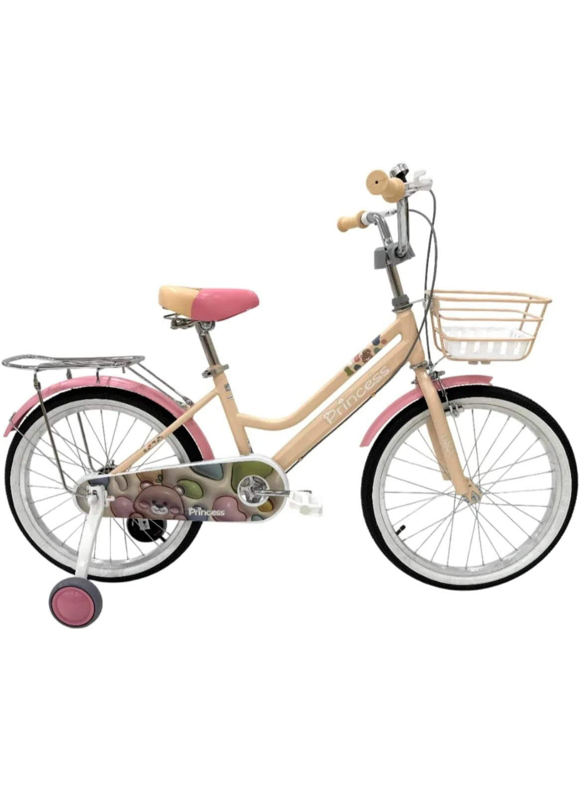 RALLY Girls Kids Bicycle (20 Inch, Alloy Steel, Pink, Training Wheels, Basket, Cargo Rack) 8pn6t