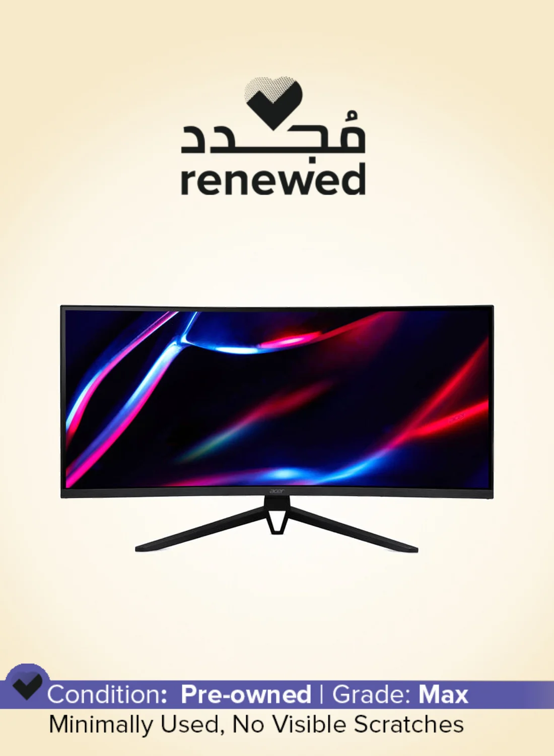 Premium 34-inch Curved LED Monitor 120Hz High-Refresh Display for Gaming and Productivity (Black, 34 inch) z0xf7