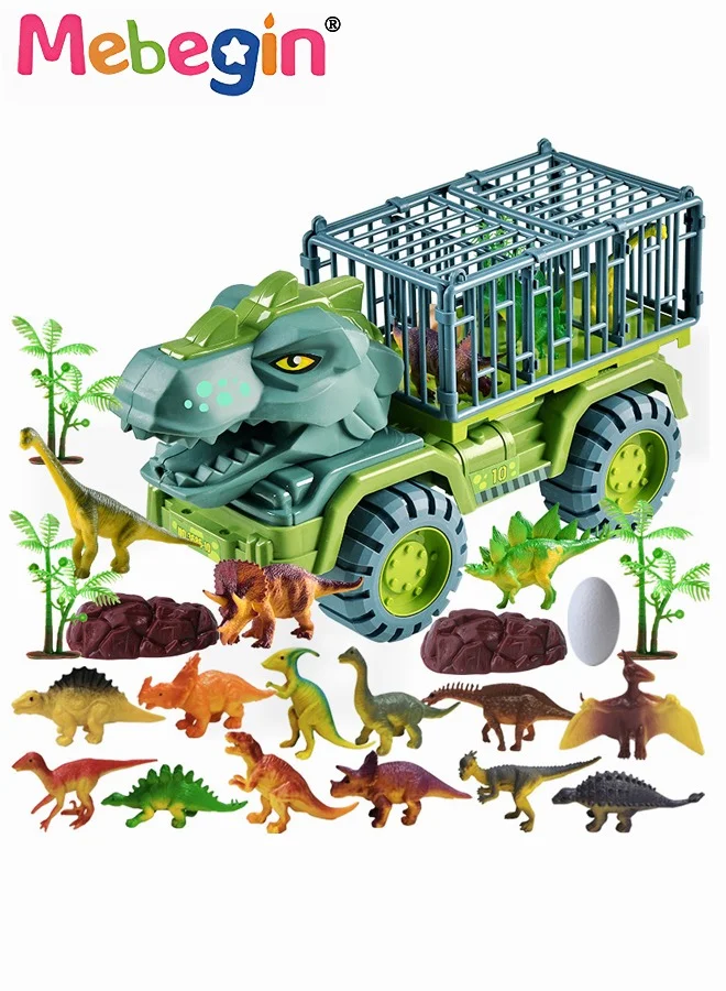 MEBEGIN Dinosaur Transport Carrier Truck Playset with Toy Cars (Dinosaur Theme, Kids) qu9j8