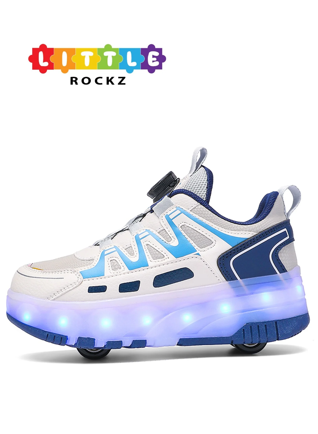 LITTLE ROCKZ Kids Roller Shoes with Rechargeable LED Lights (Blue, 20 cm) 3l9fa