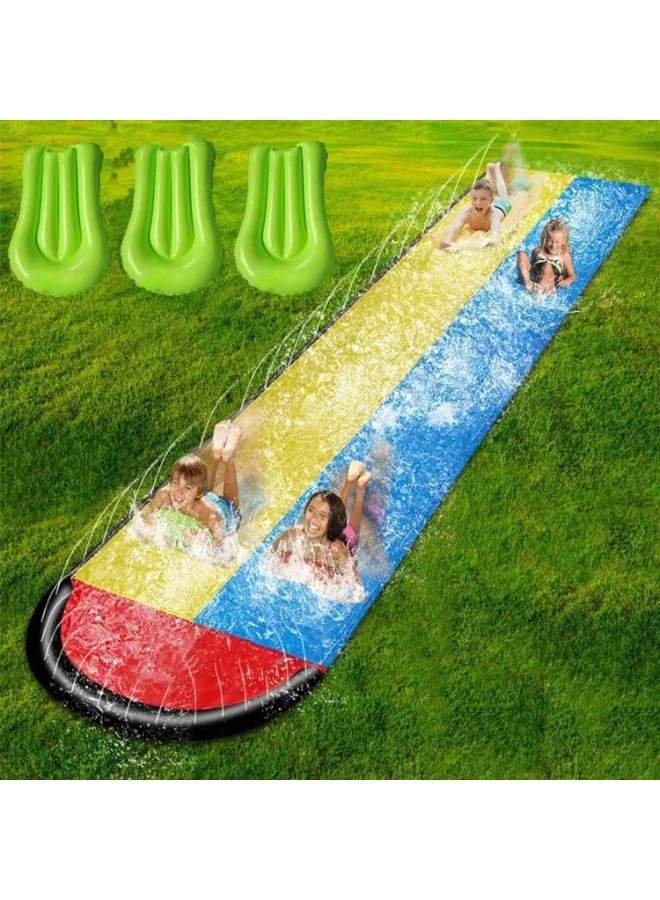 Zarmanuae Giant Double Water Slide for Lawn 6.1m Long with 3 Inflatable Boards (Kids Outdoor Summer Play Set) yj2o2