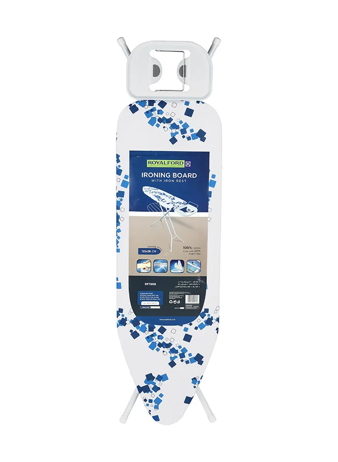 Royalford Ironing Board with Cotton Cover and Foam Padding (Adjustable Height, 147x38x90 cm) ibl3n