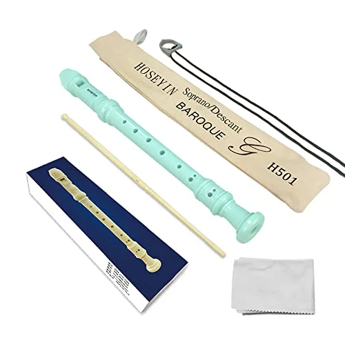HOSEYIN Soprano Recorder 8-Hole Baroque Style Musical Instrument for Beginners and Students (Light Green, 32 cm) lppfj