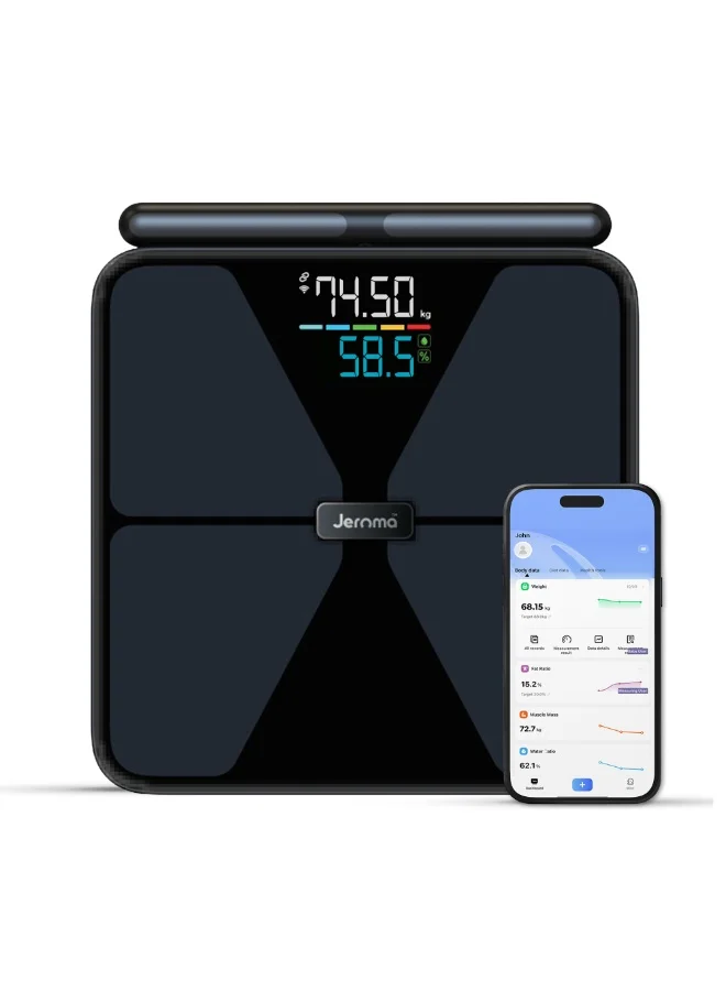 Jeroma Smart Digital Body Composition Scale with 8-Electrode Sensors and Bluetooth App Sync (30cm Tempered Glass) 1ofby