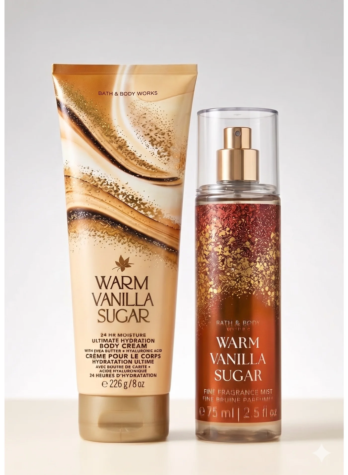 Warm Vanilla Sugar Fragrance Set (Body Cream and Fine Fragrance Mist) - Premium Moisturizing and Scented Duo for Women (226g and 236mL) nfg55