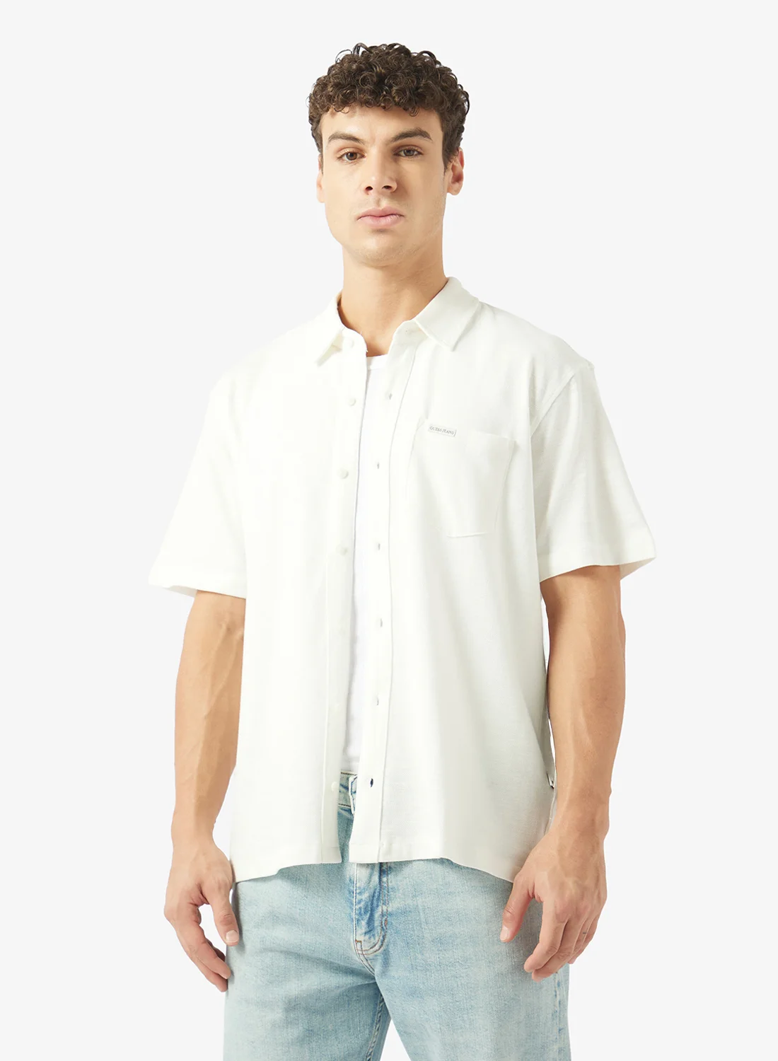 Premium Button Down Shirt with Pocket Detail for Men (Classic Fit, White, Large) 6x3wf
