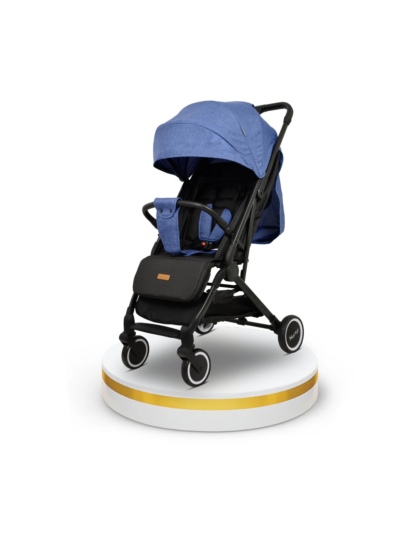 Nurtur Travel Stroller Compact Foldable Design with 5-Point Safety Harness and Storage Basket (Blue, 0-36 Months) 1myz8