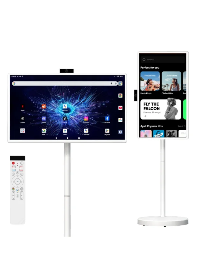 VLH M01 32-Inch Portable Smart Touchscreen Display, Android 15 Mobile TV with Rolling Stand, 8GB RAM 128GB Storage, 2K Camera, Wireless Casting (32-Inch) zbyqb