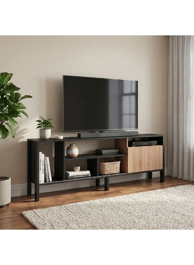 DANUBE HOME Cedro TV Cabinet Entertainment Unit for Living Room and Bedroom (Black/Almond, 183x30x56 cm) eh2de