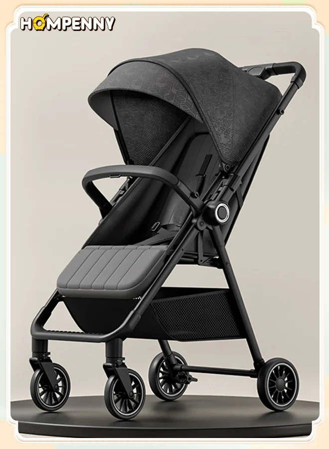 Hompenny Lightweight Reversible Travel Stroller Premium High Landscape Design with 360¡ã Shock-Absorbing Wheels (Black, 4.8kg) o4fak
