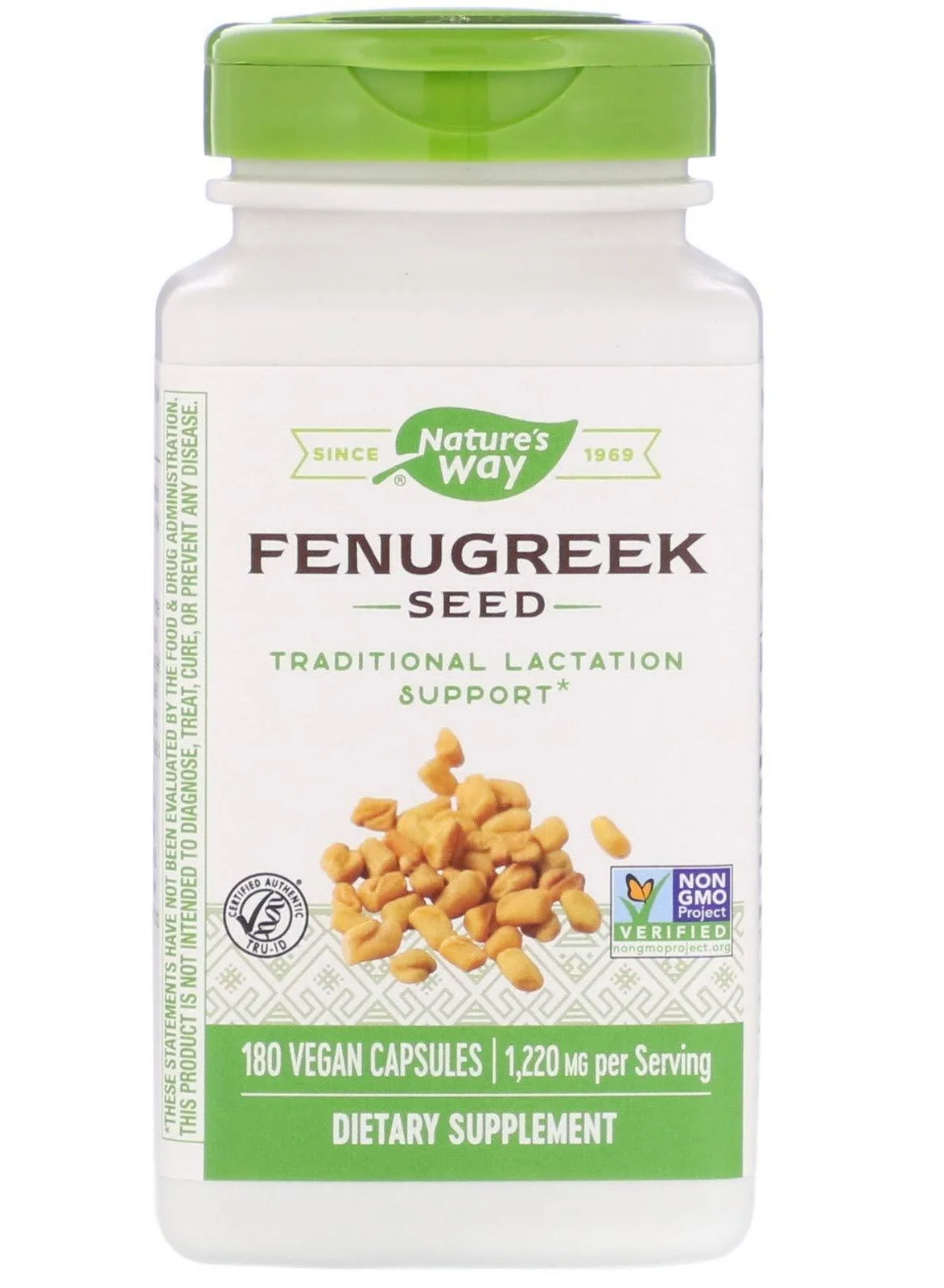 Nature's Way Fenugreek Seed Premium Herbal Supplement (1220 mg, 180 Vegan Capsules) m6elx