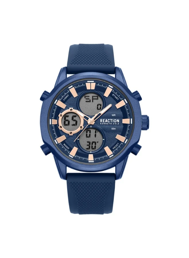 Premium Men's Analog Digital Sport Watch with Blue Dial and Silicone Strap (46mm) zczk6