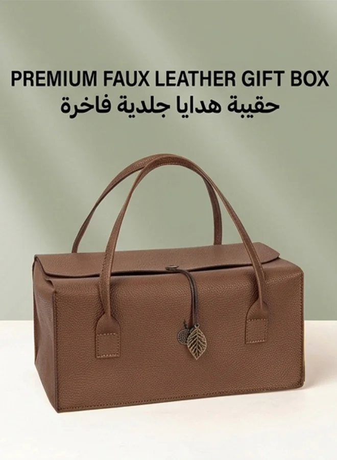 JOUDIYA Large Faux Leather Gift Box with Lid and Handle (30x19x16cm, Premium Rigid Storage Case for Weddings and Anniversaries) dxhs1