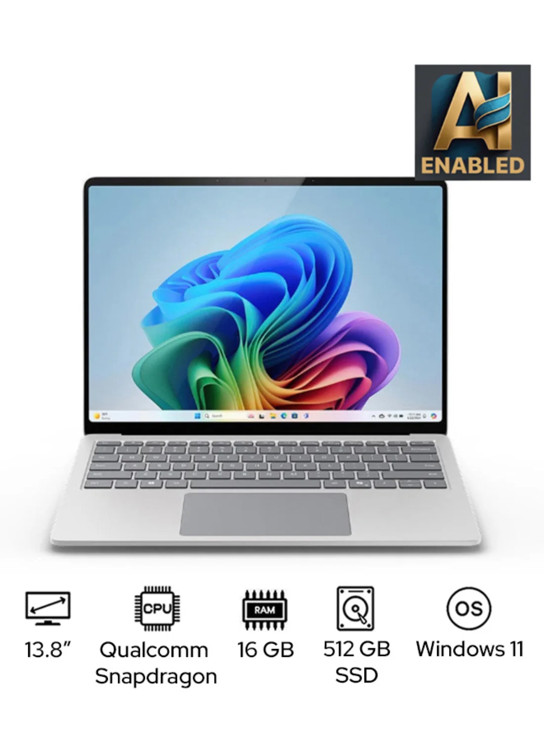 Premium 13.8-Inch Copilot+ Laptop, 12-Core Processor, 16GB RAM, 512GB SSD, Windows 11 English/Arabic, Platinum xkhhl