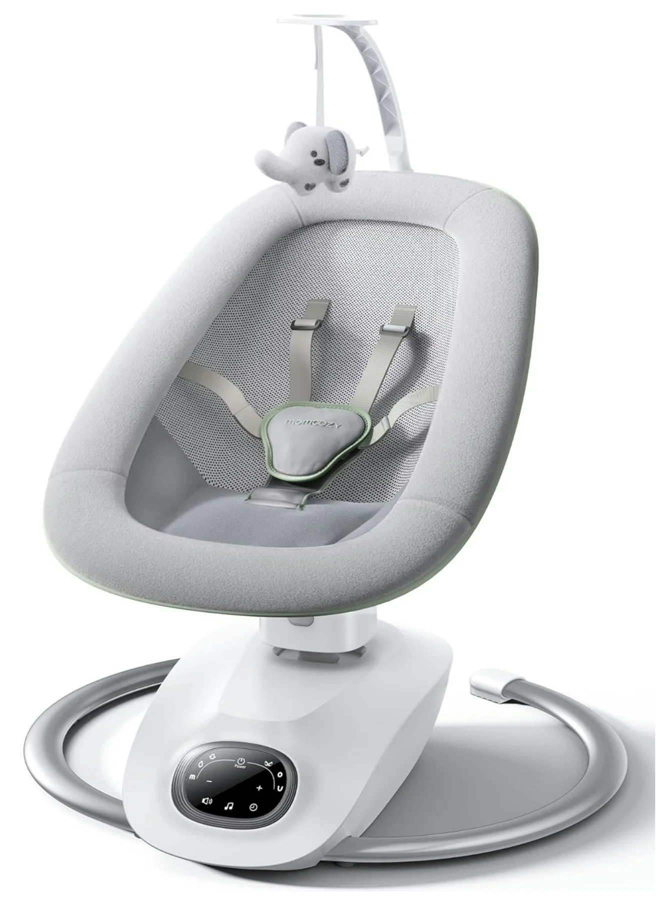 Momcozy Electric Baby Swing with 3D Motion and Remote Control (6 Motions, 4 Speeds, Up to 9 kg) c7llj