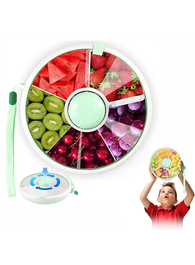 Meayul Snack Spinner Container with 5 Compartments, Leakproof Rotating Food Dispenser for Kids, Portable Snack Box for Travel (1 Piece) fno2l