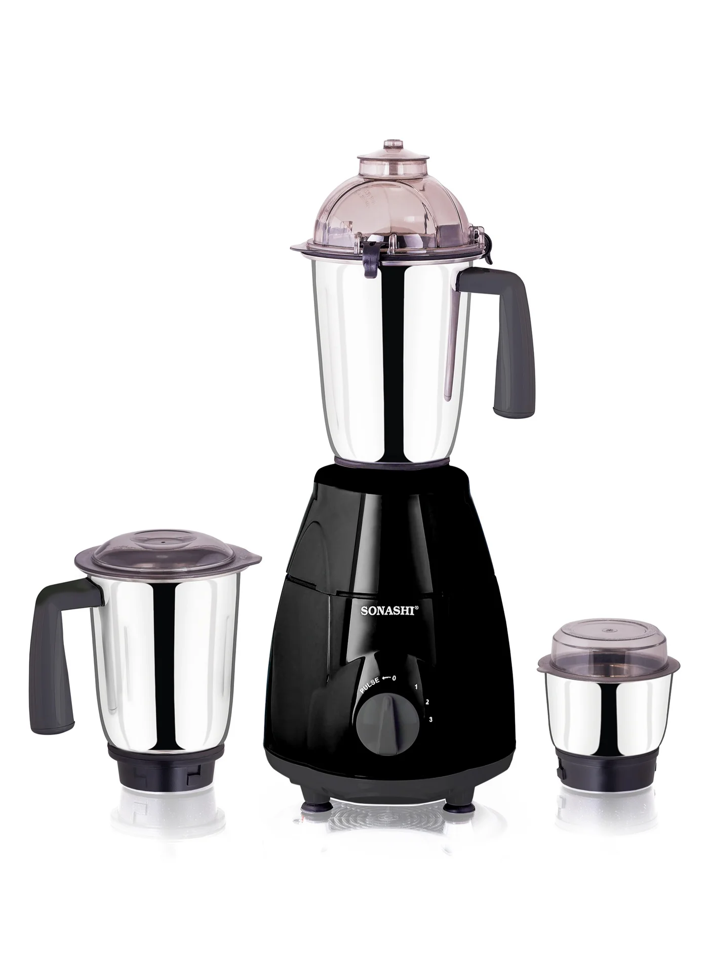 Sonashi 3-in-1 Mixer Grinder with Stainless Steel Jars, 750W Powerful Motor, 3-Speed Control for Kitchen Food Preparation (Black, 1.5 L) cih76