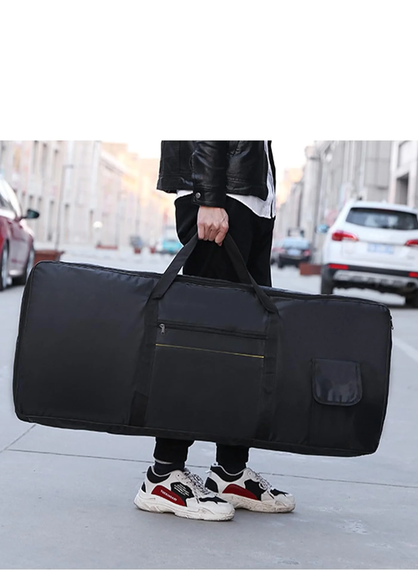 Megarya 61-Key Electronic Piano Keyboard Case, Waterproof 420D Oxford Fabric Gig Bag with Reinforced Handles (Black, 100 cm) e62z9