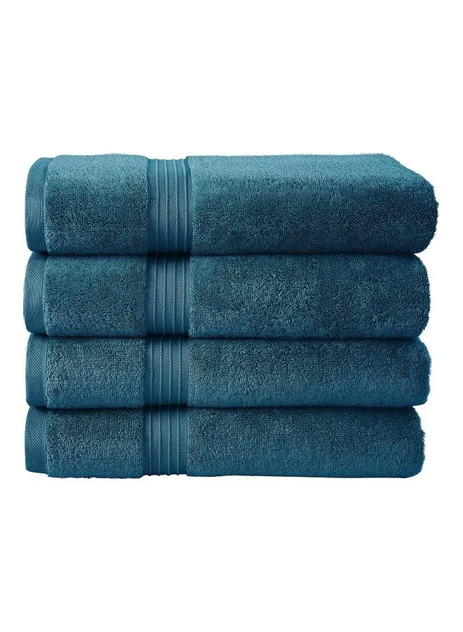 Bliss Casa 4-Piece Bath Towel Set, Premium 550 GSM Combed Cotton, Highly Absorbent Hotel Quality Bathroom Linens (Navy, 70x140cm) lrztq