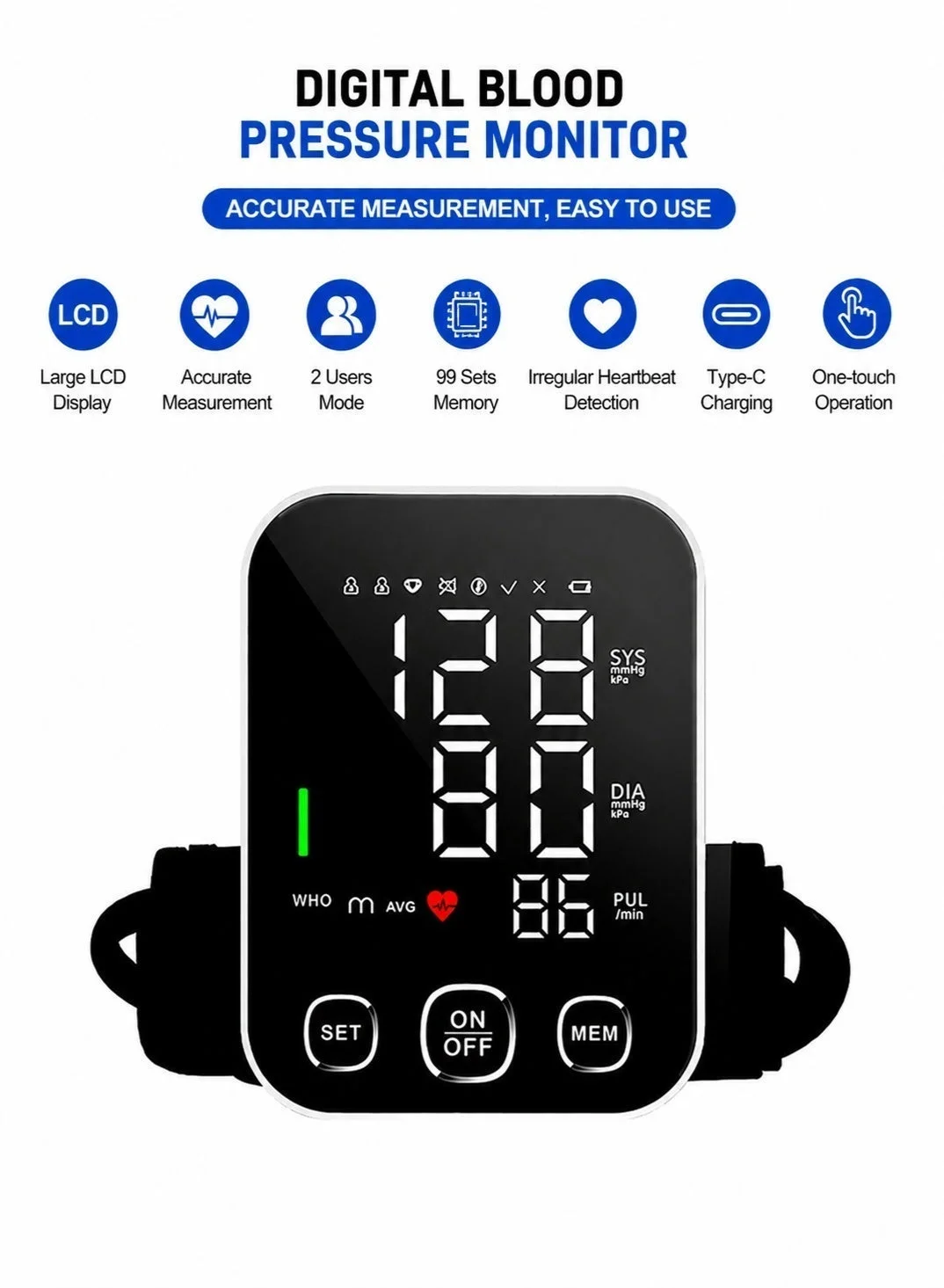 HUMJO Automatic Upper Arm Blood Pressure Monitor with Large LCD Display and Voice Broadcast (Premium Home Health Device) jf9xs
