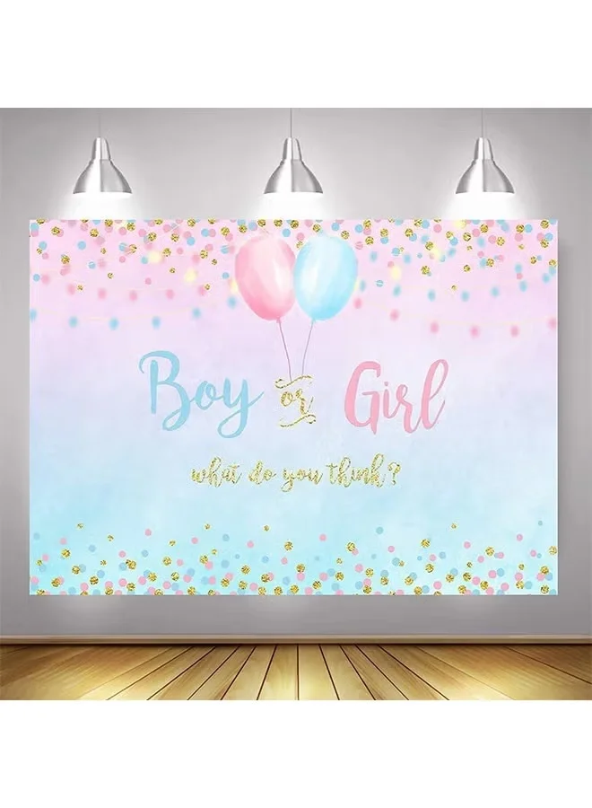 GIFT Gender Reveal Backdrop Banner Premium Party Decoration for Baby Shower (Pink and Blue, 100 x 150 cm) 1mpdl