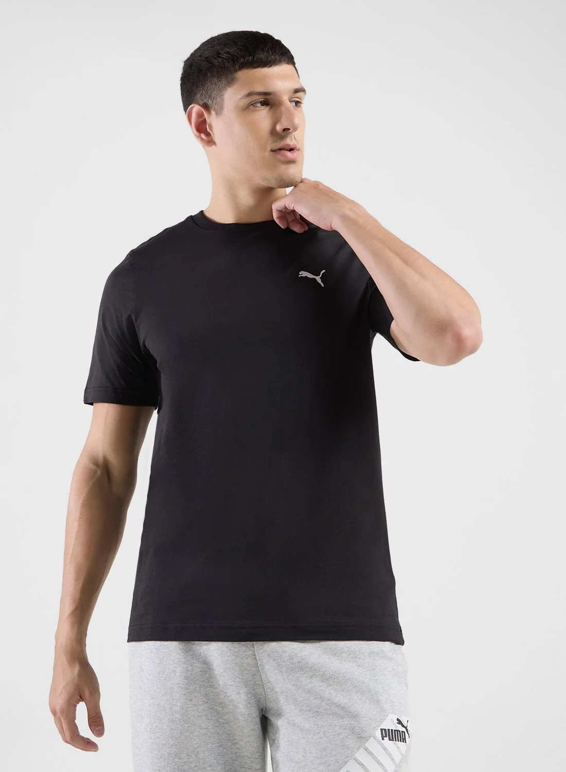 Sport Essential Small Logo T-Shirt Premium Cotton Crew Neck Casual Tee (Solid, Medium) 5z3iu