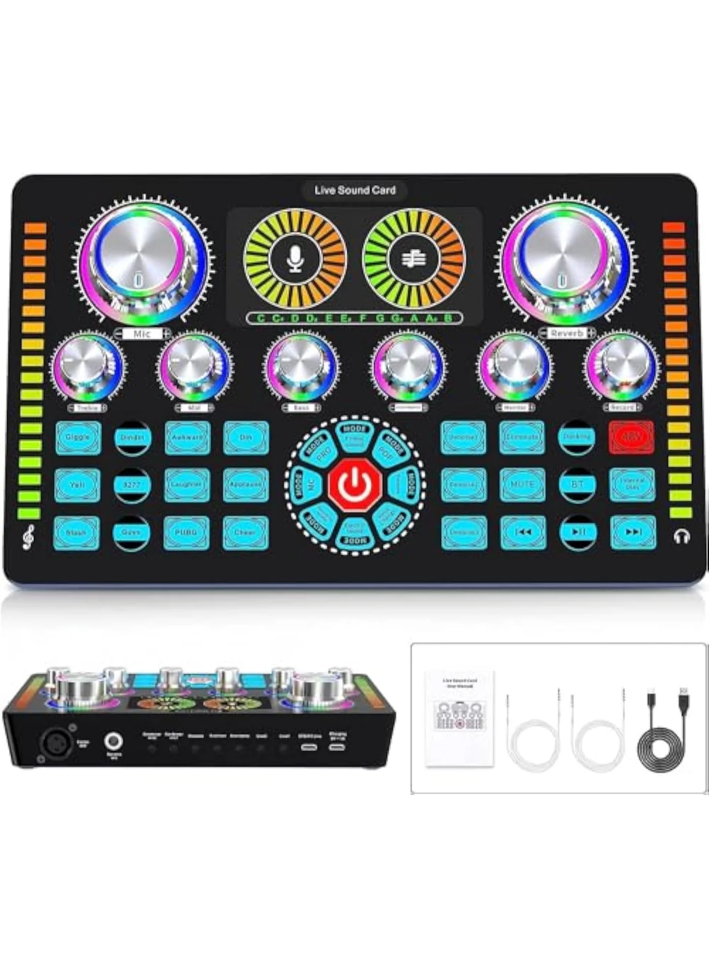 Arabest Audio Mixer Sound Card with XLR Interface and 48V Phantom Power for Professional Podcasting and Gaming (Black) ywwoc