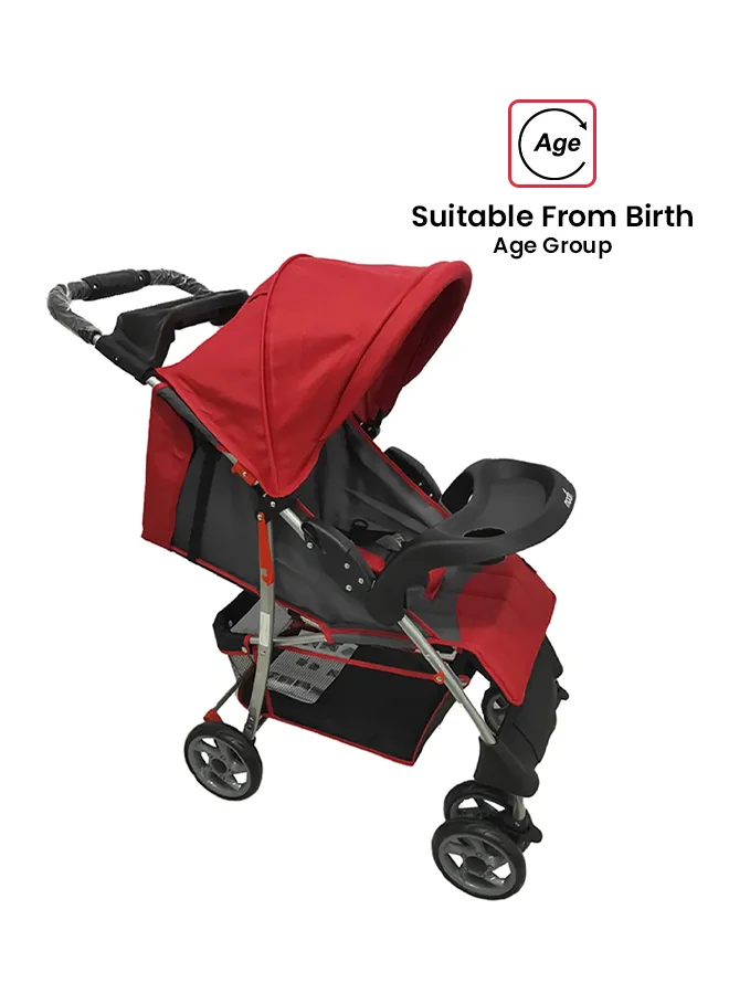 Moon Easy One-Hand Fold Stroller Multi-Position Reclining Seat For Infants (Fire Red, 15 kg Capacity) msyqk