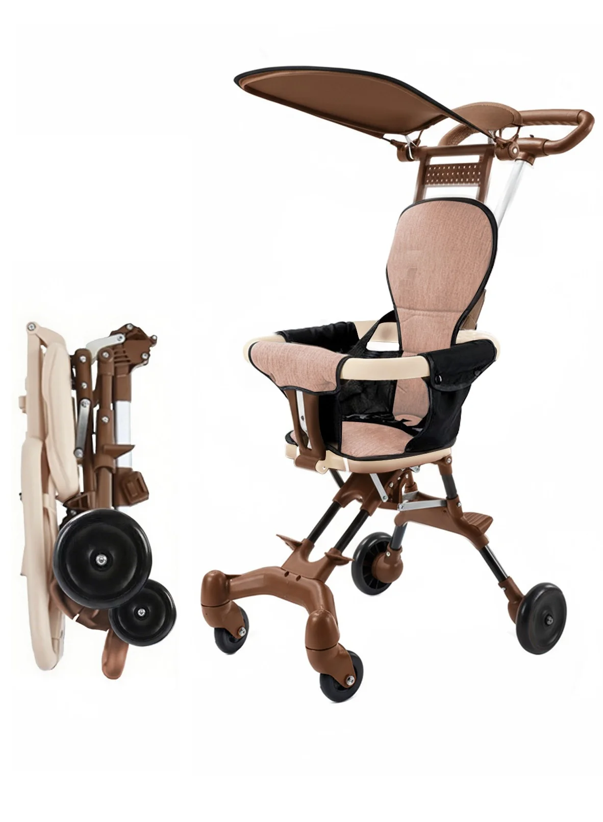 WALALLA Lightweight Foldable Travel Stroller with 360-Degree Wheels and Two-Way Push (Compact, Toddler) 14908