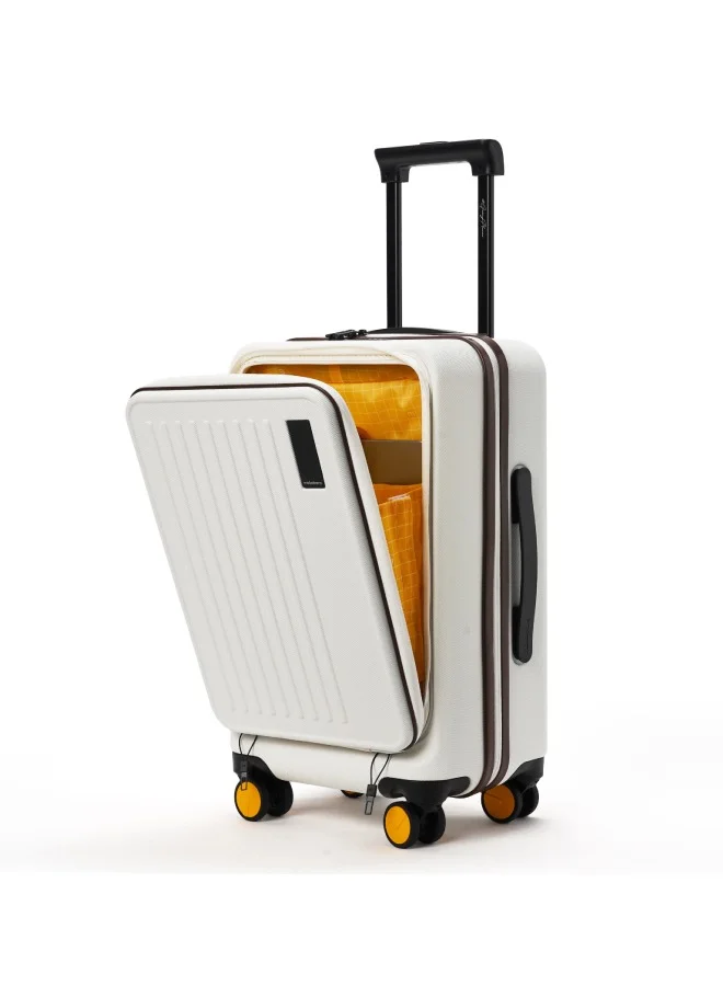 Premium Hardshell Cabin Luggage with TSA Lock and 360-Degree Spinner Wheels (White, 40L) nj237