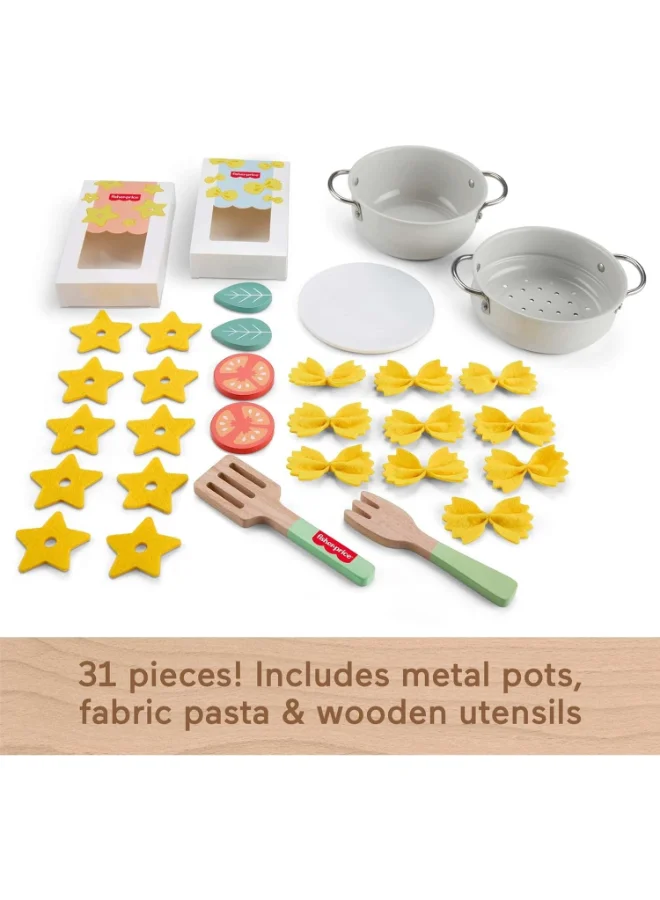 Premium Wooden Pasta Play Food Set Educational Kitchen Toy for Kids (15-Piece Set) es8ux