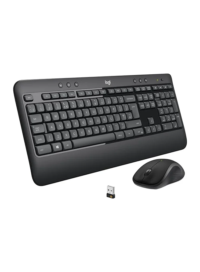 Premium Wireless Keyboard and Mouse Combo Ergonomic Full-Size Desktop Set with USB Receiver for PC and Laptop (Black) 0nv5f