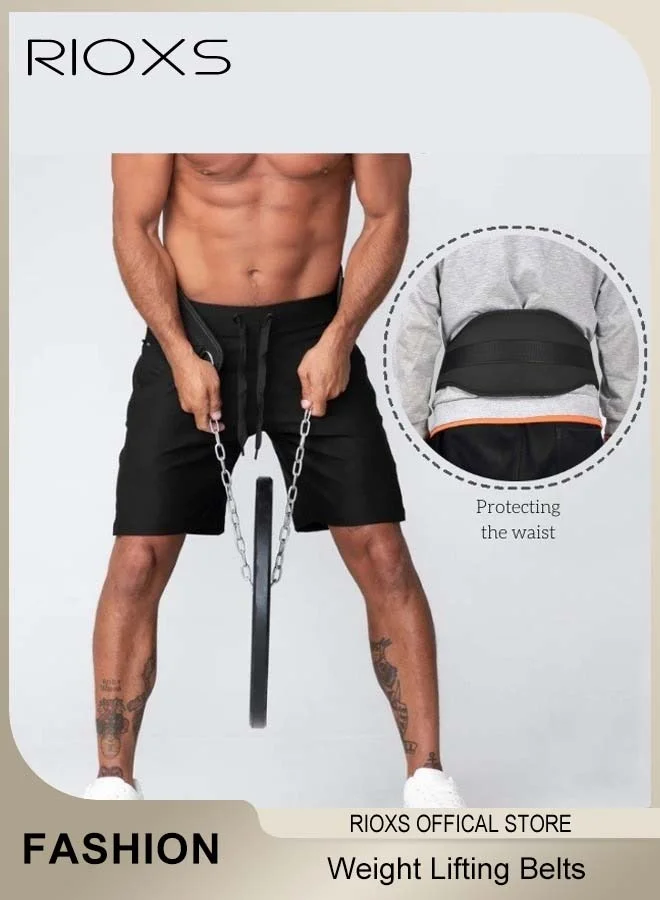 RIOXS Heavy Duty Fitness Waist Belt with Chains for Pull-ups and Weightlifting (Adjustable, Unisex) bo1wi