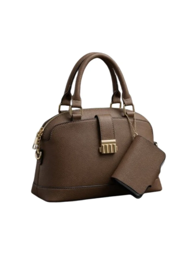 SUNSTAR Premium Shoulder Bag Elegant Handbag Solid Design (Brown, Medium) xlqdd
