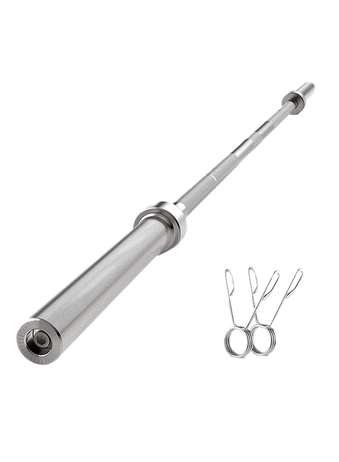 Sparnod Fitness Olympic Barbell Rod Heavy Duty Steel Weightlifting Bar for Home Gym Exercises (Silver, 122 cm) 12652