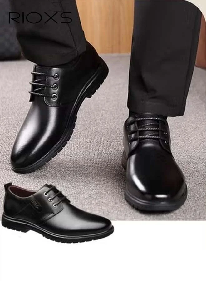 RIOXS Men's Formal Oxford Dress Shoes, Classic Leather Business Footwear with Soft Sole and Anti-Slip Design (Black, 42 EU) l1j8e