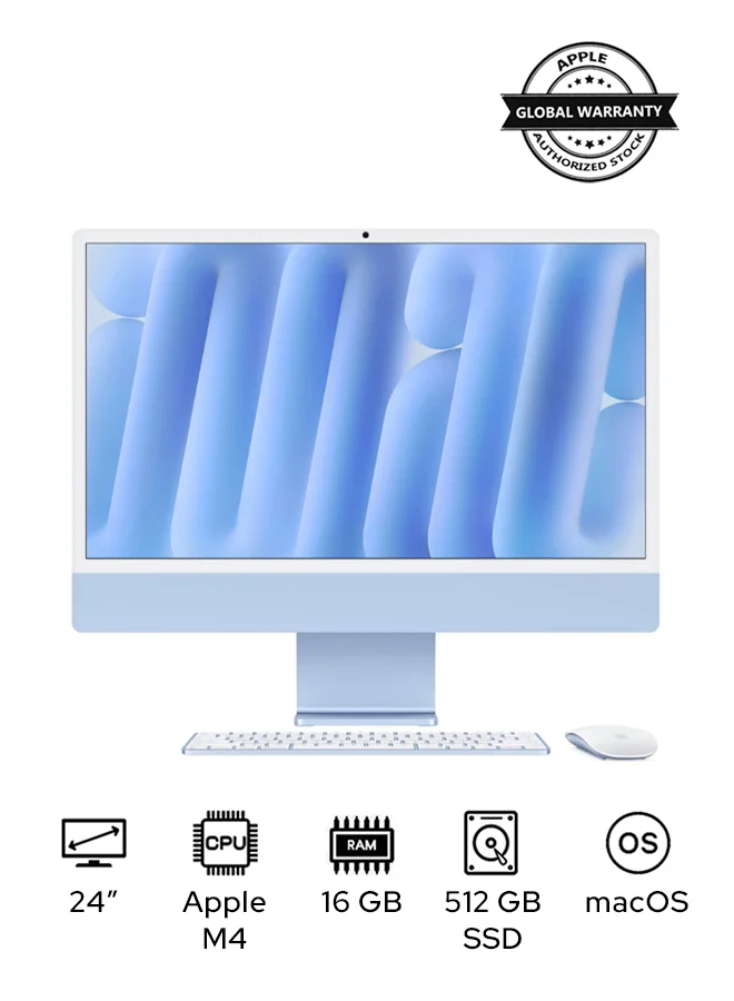 Premium Smart All-in-One Desktop Computer 24-inch 4.5K Retina Display M4 10-Core CPU 16GB RAM 512GB SSD (Blue) 8317s