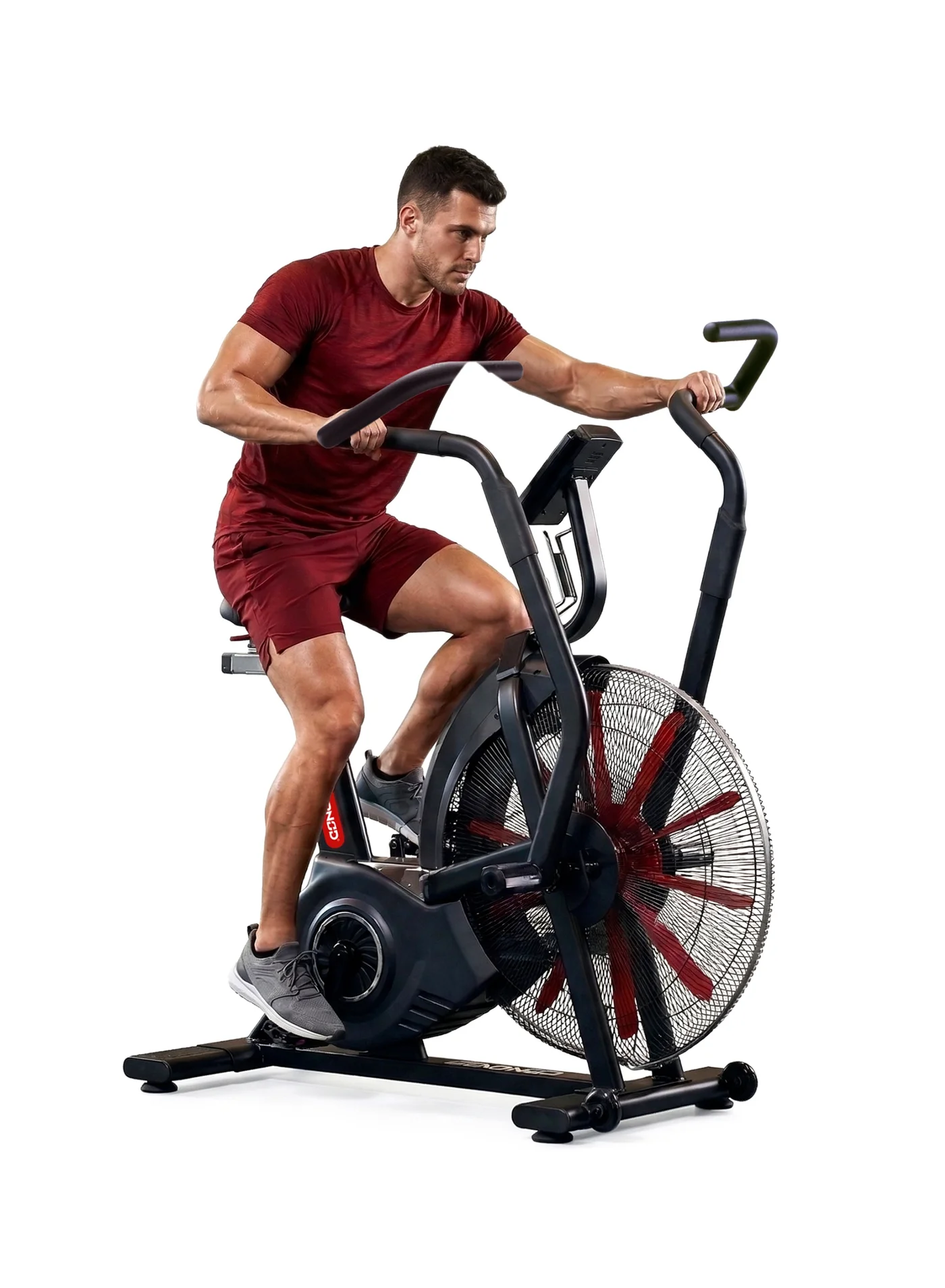 Premium Commercial Air Bike Fan Flywheel Stationary Exercise Cycle with Heart Rate Sensor and Adjustable Ergonomic Seat (150 kg Capacity) a13kh