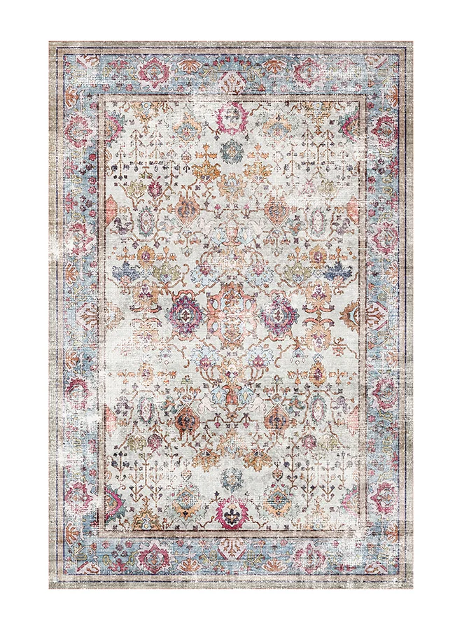 Noon East Classic Heritage Anti-Slip Area Rug (Rust & Cream, 183x275 cm) Premium Polyester Carpet for Living Room and Bedroom jkt4g