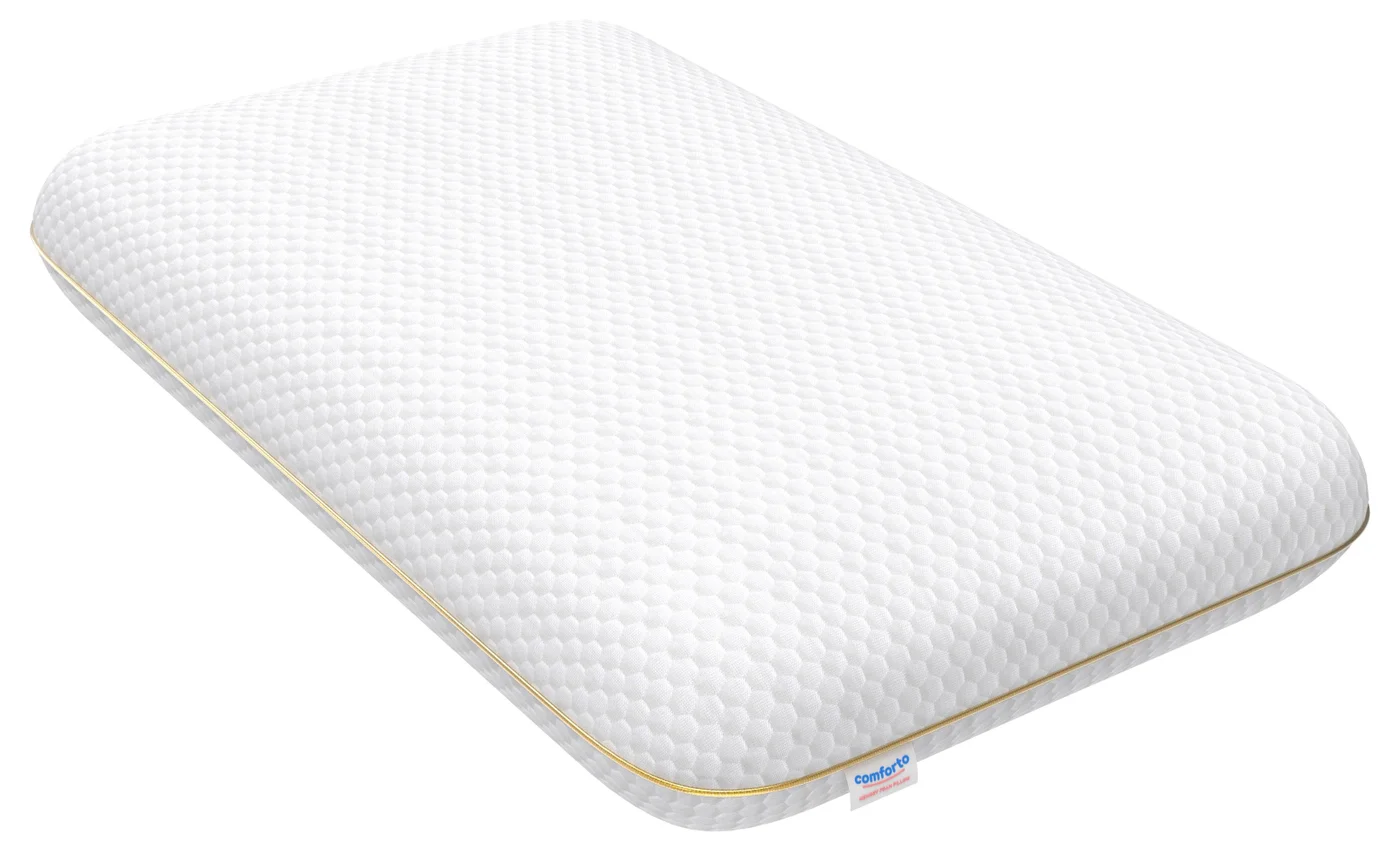 Comforto Classic Memory Foam Pillow with Golden Piping (60x40x13 cm) Premium Ergonomic Support for Bedding do9zw