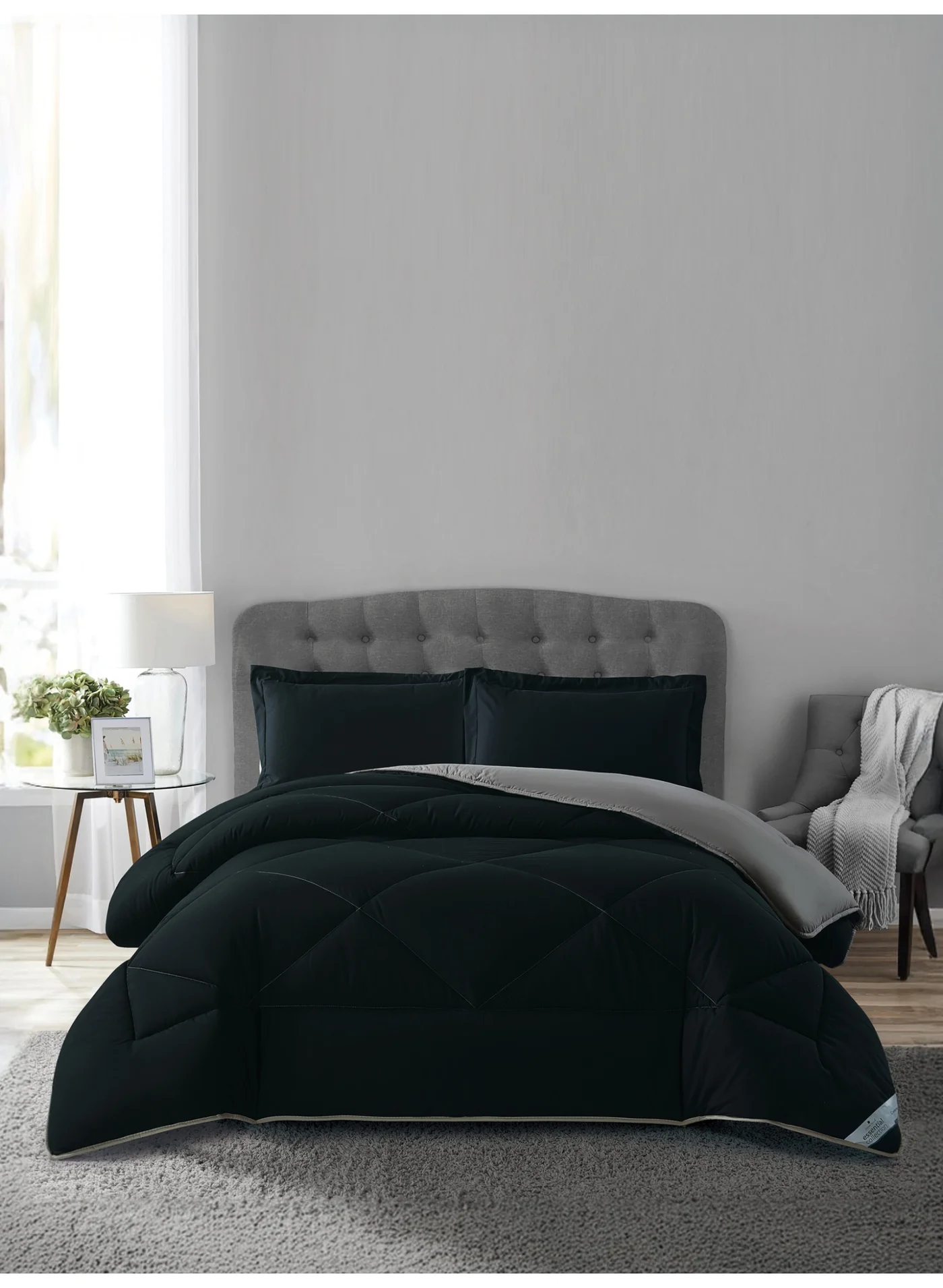 Donetella King Size Bedding Comforter Set (240x260 cm) - 3-Piece Solid Quilted Microfiber Bedding Set for Master Bedroom ry0oo