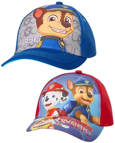 Kids Cartoon Character Baseball Cap 2-Pack Adjustable Strap Back Hat for Boys (Blue/Red, 47 cm) e4fua