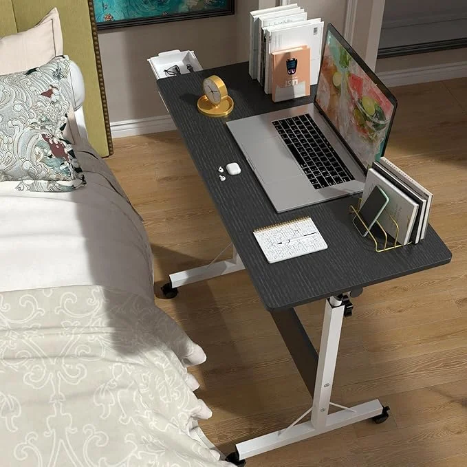 Harmony Home Mobile Standing Desk Height Adjustable Laptop Side Table with 4 Wheels (Black, 60 cm x 40 cm) daltl