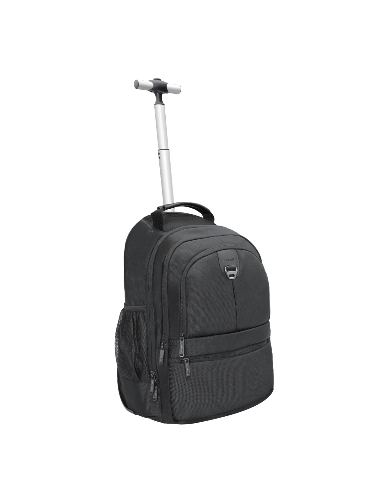 PROMATE 2-in-1 Laptop Trolley Backpack, Water-Resistant Rolling Travel Bag with Telescoping Handle and In-Line Wheels for 15.6-inch Devices (Black) bvxpj